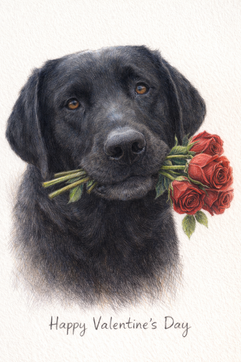 Custom Valentine's Pet Portrait | Color Pencil & Rose Style