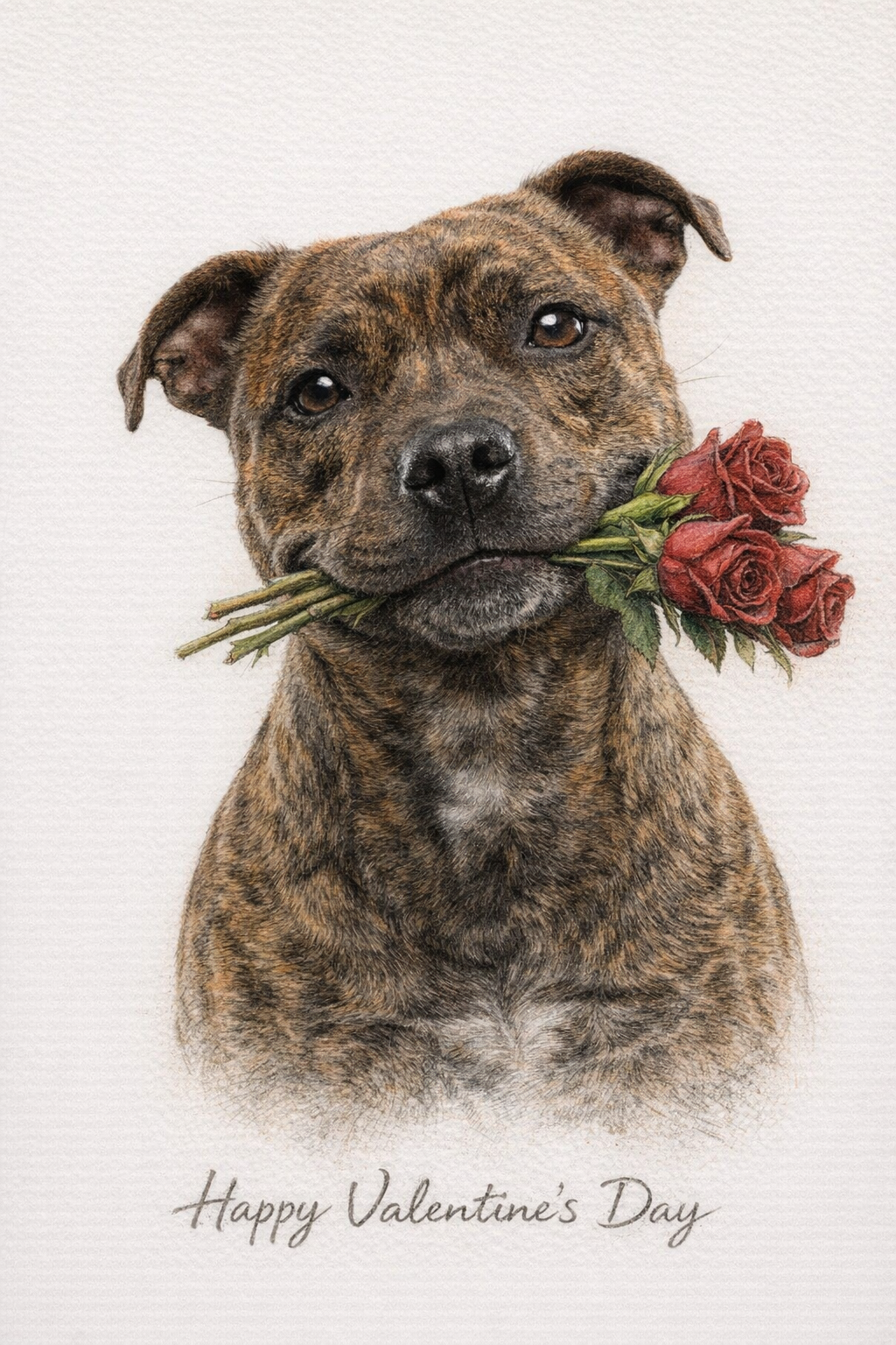 Happy Valentines colour pencil roses